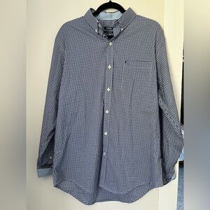 Izod Men's Black and White Checkered Button Down Shirt